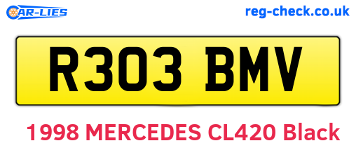 R303BMV are the vehicle registration plates.