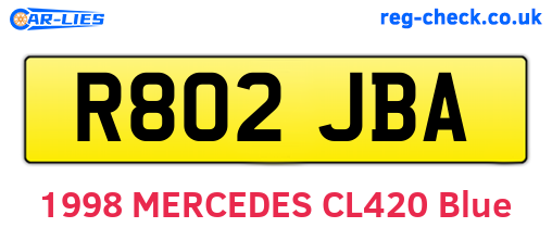 R802JBA are the vehicle registration plates.