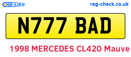 N777BAD are the vehicle registration plates.