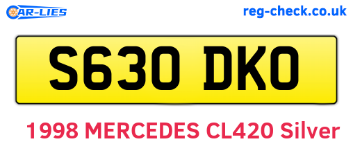 S630DKO are the vehicle registration plates.