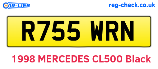 R755WRN are the vehicle registration plates.