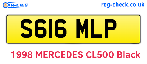 S616MLP are the vehicle registration plates.