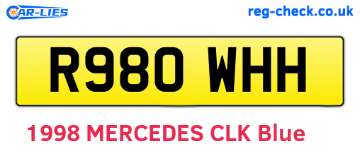 R980WHH are the vehicle registration plates.