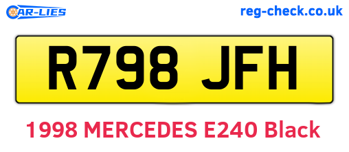R798JFH are the vehicle registration plates.