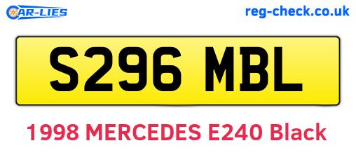 S296MBL are the vehicle registration plates.
