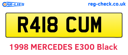 R418CUM are the vehicle registration plates.