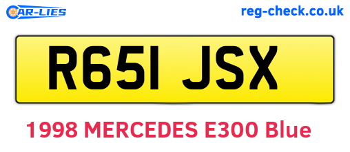 R651JSX are the vehicle registration plates.