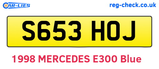 S653HOJ are the vehicle registration plates.