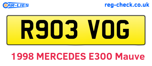 R903VOG are the vehicle registration plates.