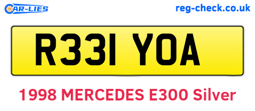 R331YOA are the vehicle registration plates.