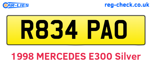 R834PAO are the vehicle registration plates.