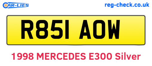 R851AOW are the vehicle registration plates.