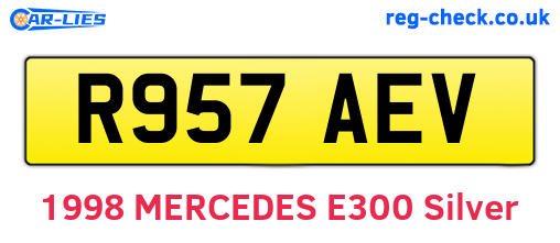 R957AEV are the vehicle registration plates.