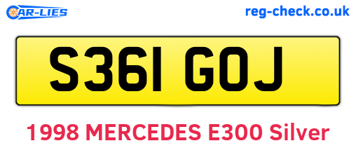 S361GOJ are the vehicle registration plates.