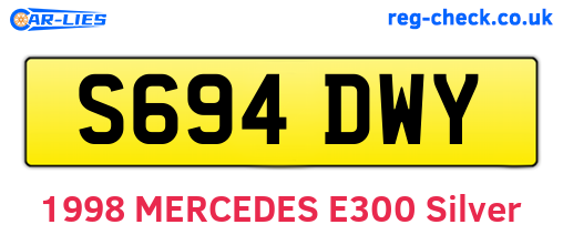 S694DWY are the vehicle registration plates.