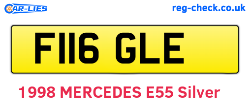 F116GLE are the vehicle registration plates.