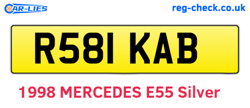 R581KAB are the vehicle registration plates.