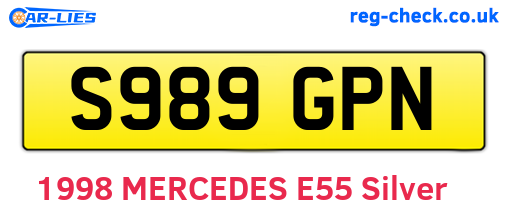 S989GPN are the vehicle registration plates.