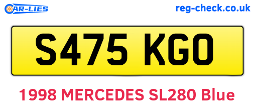S475KGO are the vehicle registration plates.