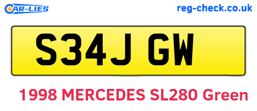 S34JGW are the vehicle registration plates.