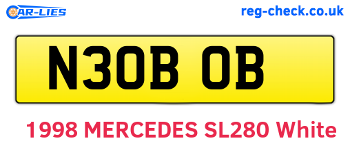N30BOB are the vehicle registration plates.