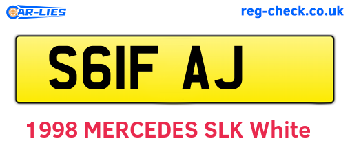 S61FAJ are the vehicle registration plates.
