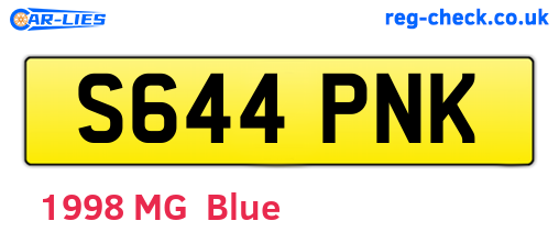 S644PNK are the vehicle registration plates.