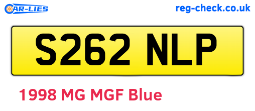 S262NLP are the vehicle registration plates.