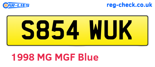 S854WUK are the vehicle registration plates.