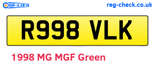 R998VLK are the vehicle registration plates.