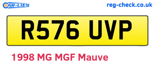 R576UVP are the vehicle registration plates.
