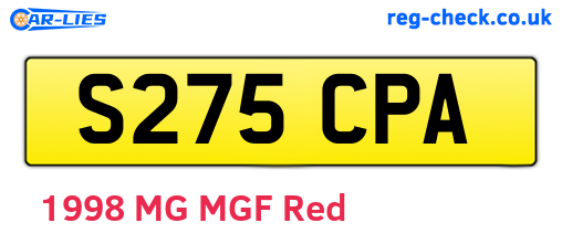S275CPA are the vehicle registration plates.