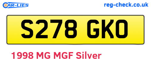 S278GKO are the vehicle registration plates.