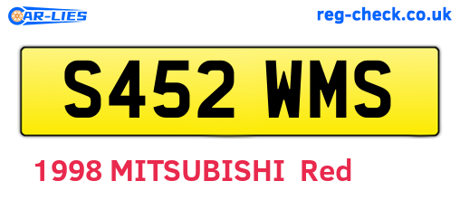 S452WMS are the vehicle registration plates.