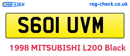 S601UVM are the vehicle registration plates.