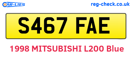 S467FAE are the vehicle registration plates.