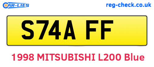 S74AFF are the vehicle registration plates.