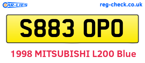 S883OPO are the vehicle registration plates.