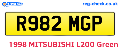 R982MGP are the vehicle registration plates.