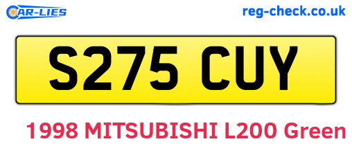 S275CUY are the vehicle registration plates.