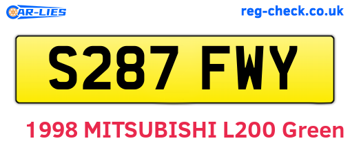 S287FWY are the vehicle registration plates.