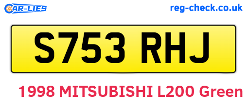 S753RHJ are the vehicle registration plates.