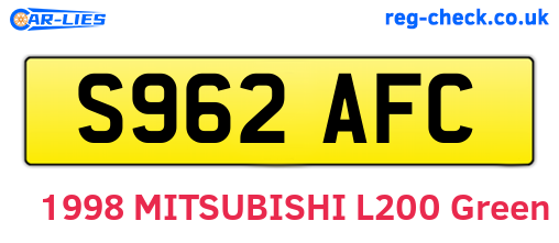 S962AFC are the vehicle registration plates.