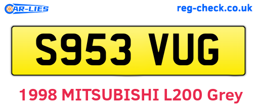 S953VUG are the vehicle registration plates.