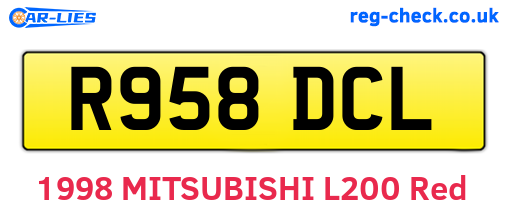 R958DCL are the vehicle registration plates.