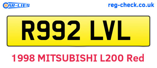 R992LVL are the vehicle registration plates.