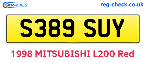 S389SUY are the vehicle registration plates.