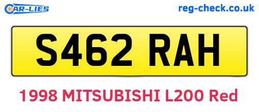 S462RAH are the vehicle registration plates.