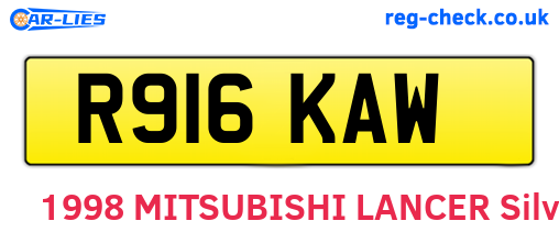 R916KAW are the vehicle registration plates.