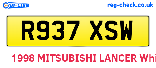R937XSW are the vehicle registration plates.